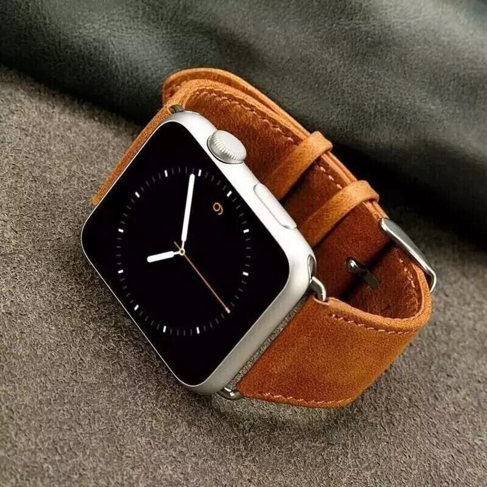 42mm Light Brown Leather Apple iWatch Watch Smartwatch Strap Replacement Band